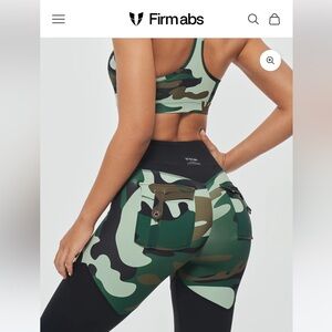 Firmabs thigh high army and black back pocket leggings. Size US small/China med